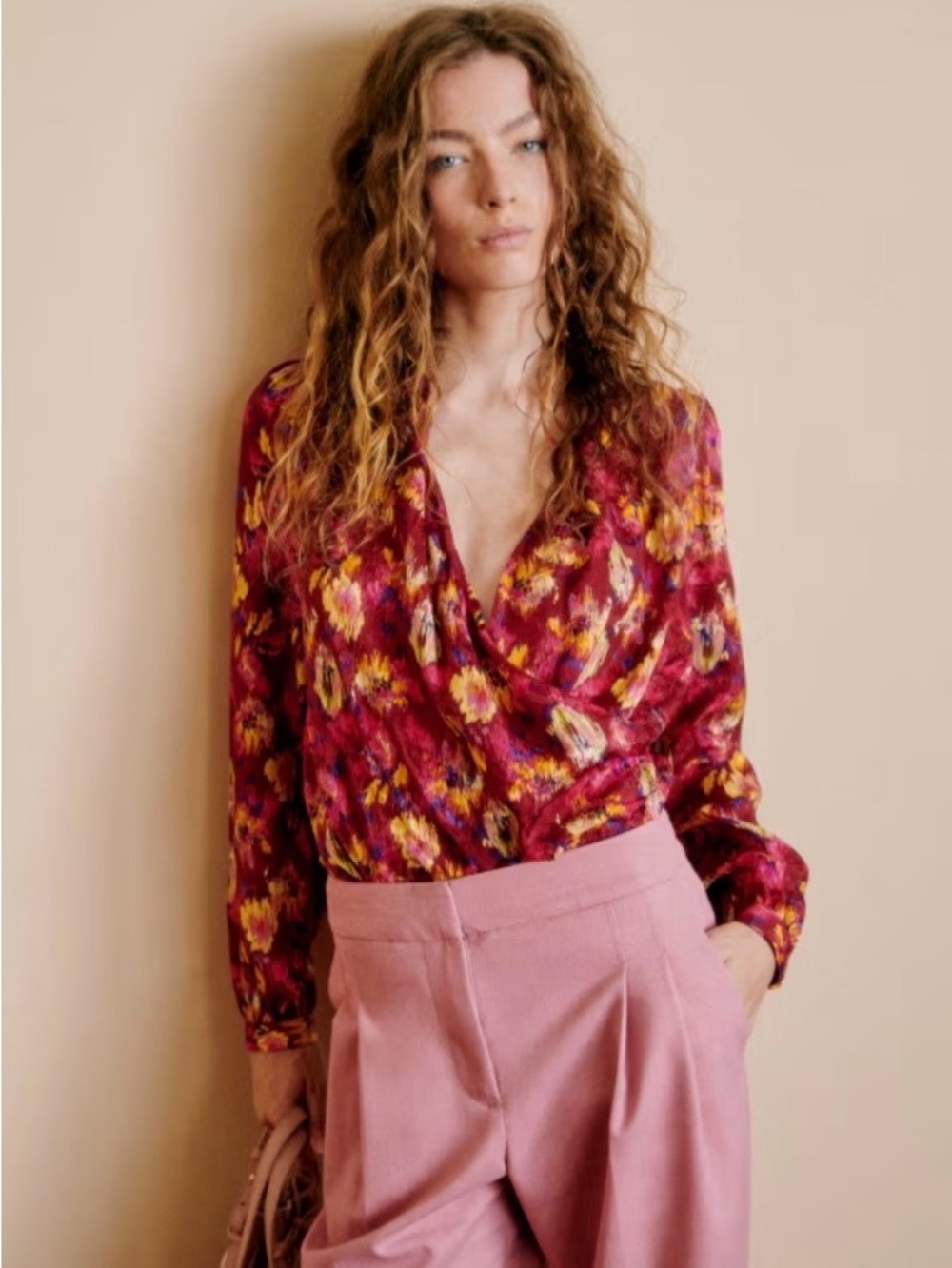 Sézane Abélia Blouse Mottled Floral FR40